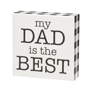 Best Dad checkered wood block