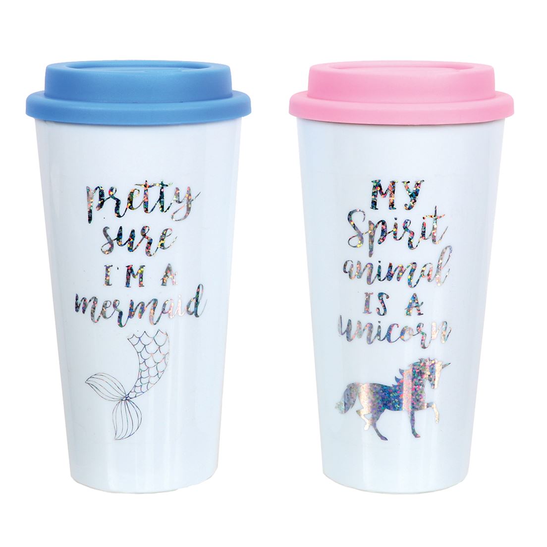 Holographic Mermaid & Unicorn Cup with Lid