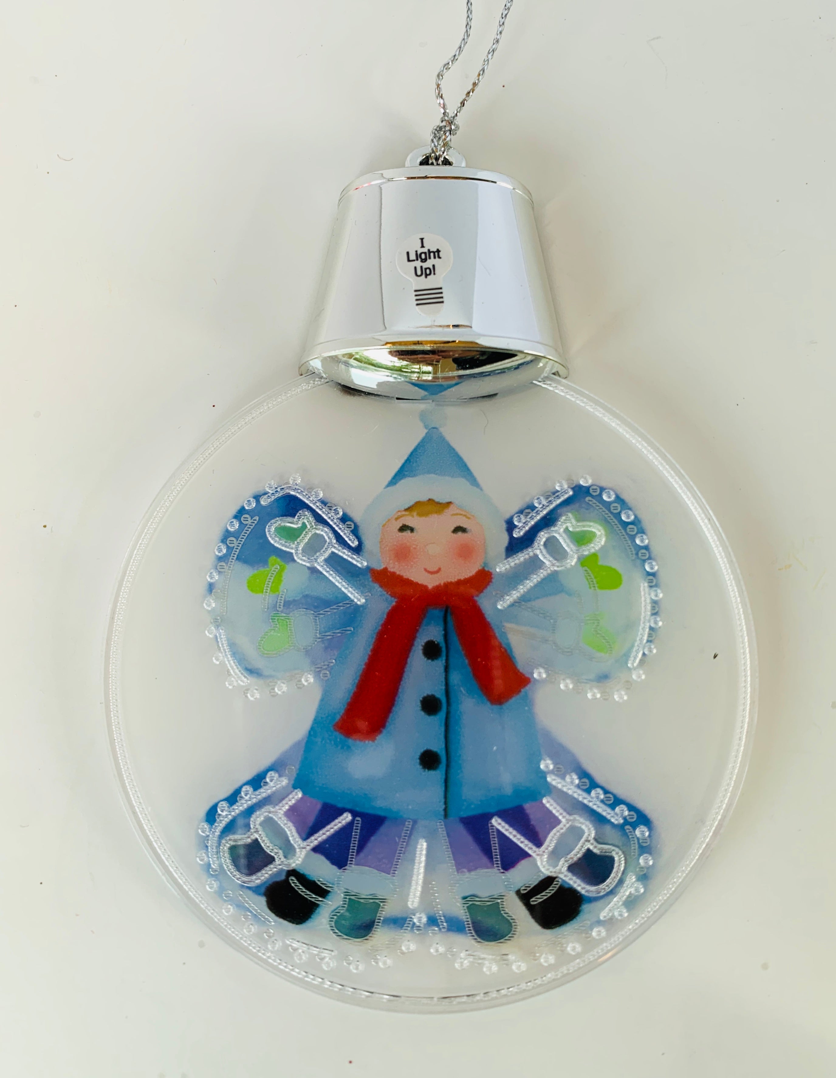 Light Up Flashing Snow Angel Ornament