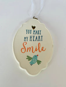 You Make My Heart Smile Ornament - pastel