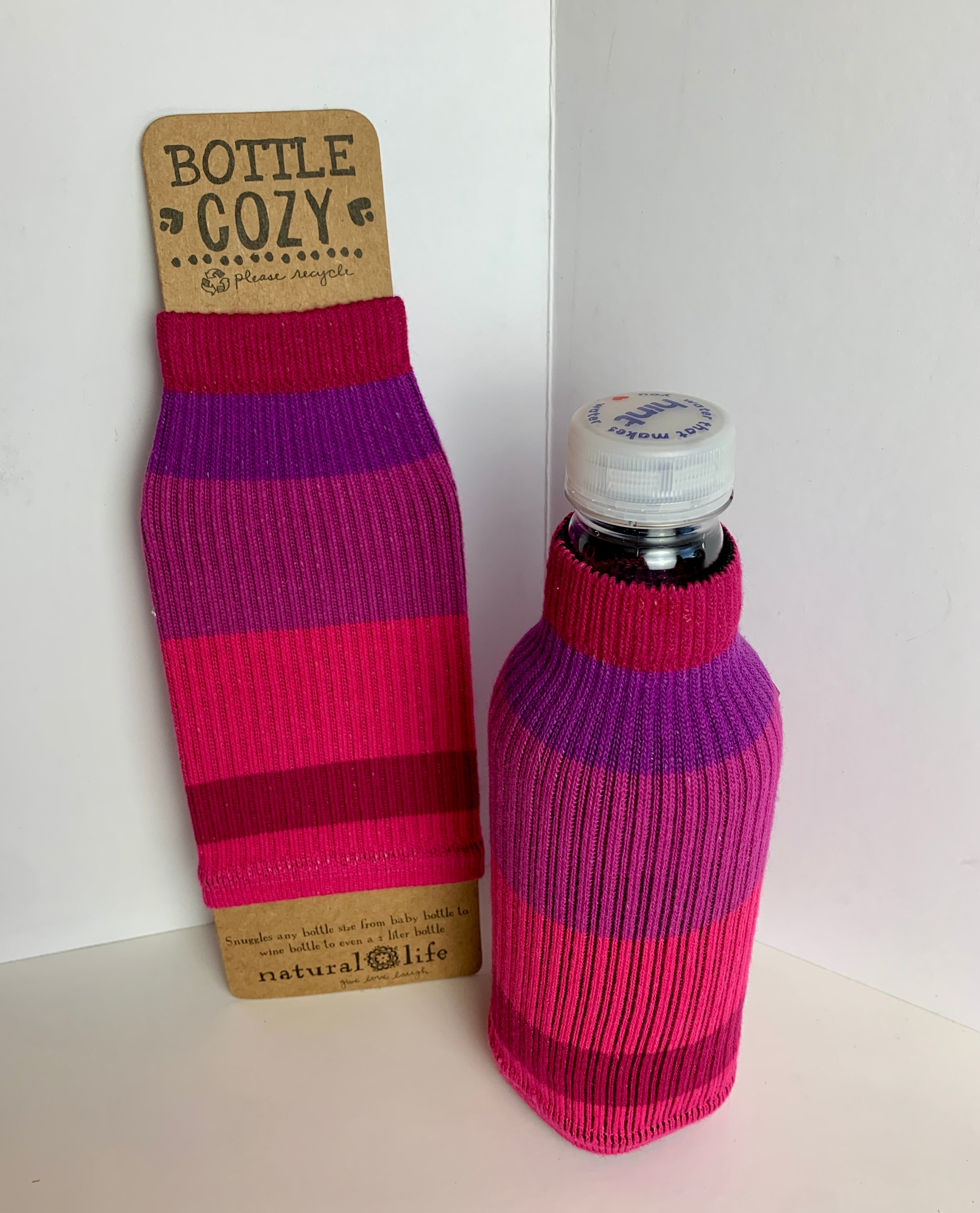 Pink Stripe Bottle Koozie by Natural Life