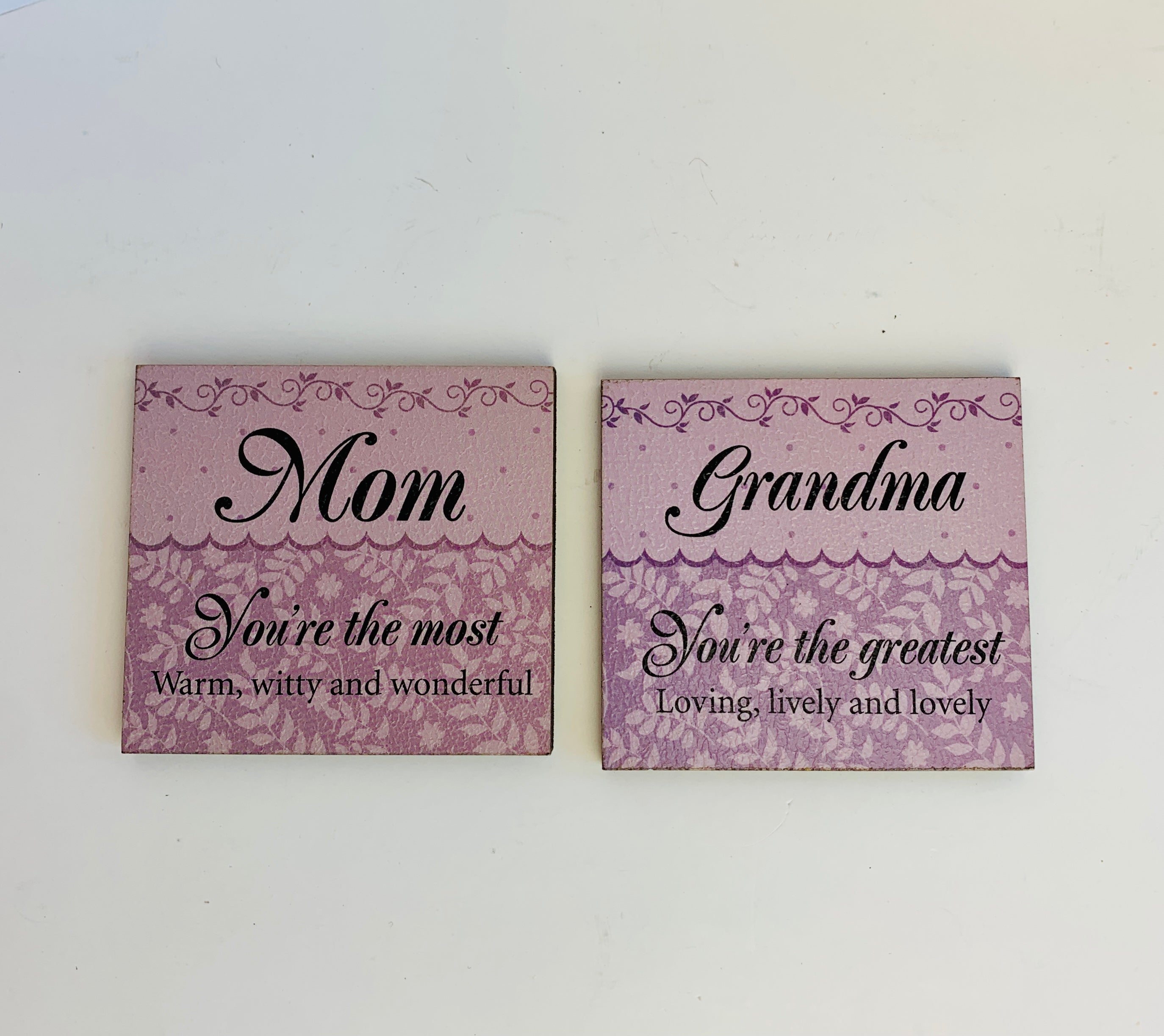Mom & Grandma Wood Purple Magnets