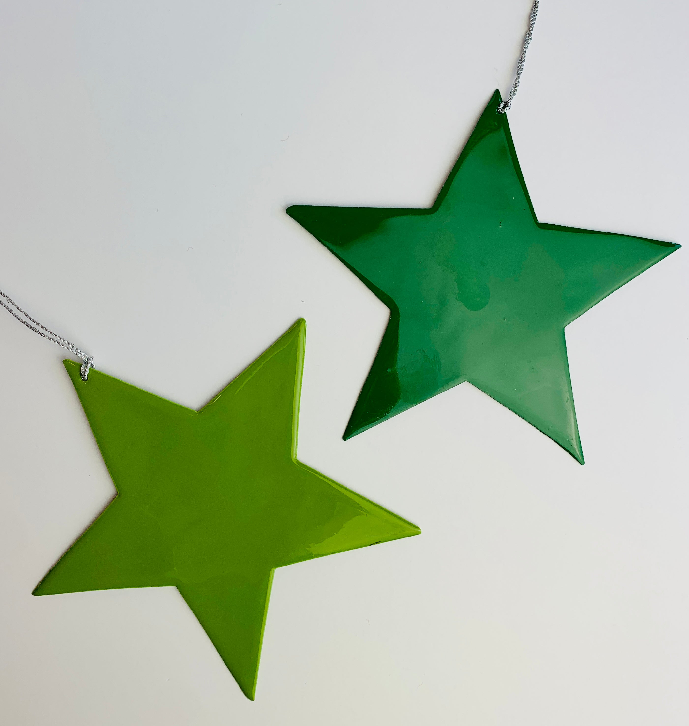 Metal Star Ornament - Greens