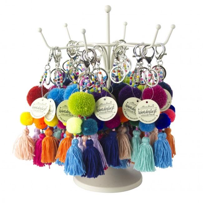 Pom Pom Keychains with Tassels